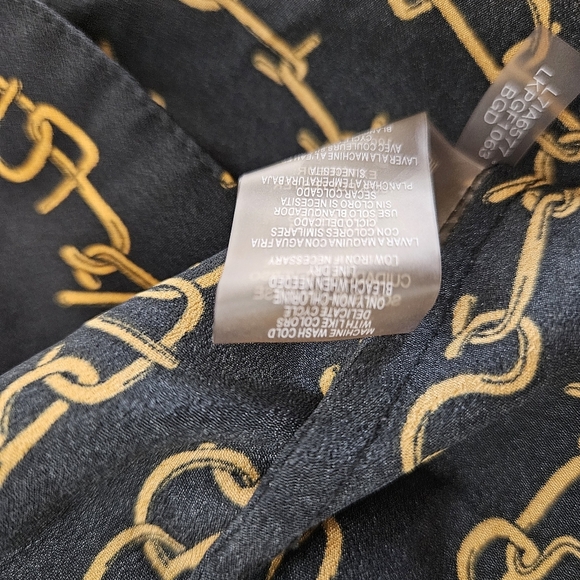 Karl Lagerfeld Logo Chain Blouse Black Gold Long Sleeve Button Up Shirt - Picture 8 of 8